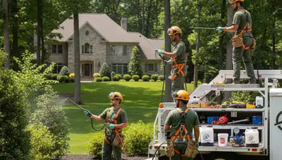 Shawnee, OK arborist applying deer deterrent to protect trees and landscaping