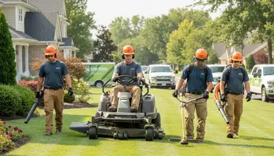 Arbor Tree Care team providing lawn service in Shawnee, OK for local tree and landscape care