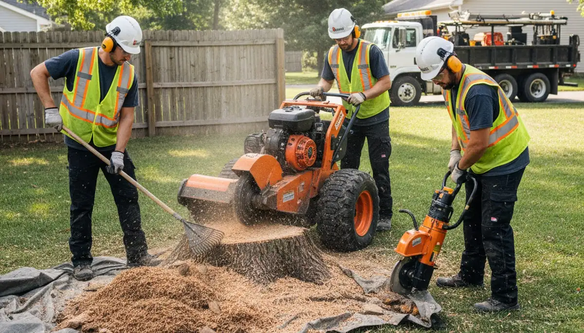 Arbor Tree Care removes a stump in Shawnee, OK for safe, thorough yard restoration