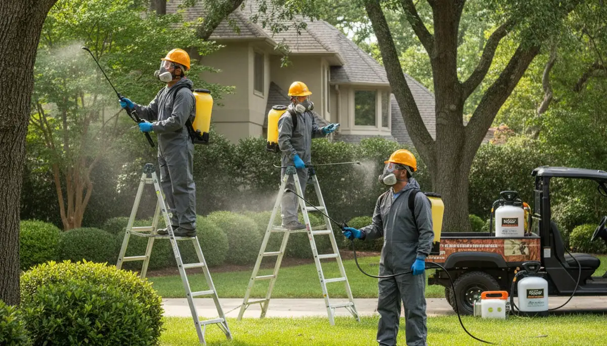 Shawnee, OK tree service technician providing tick control for a residential yard