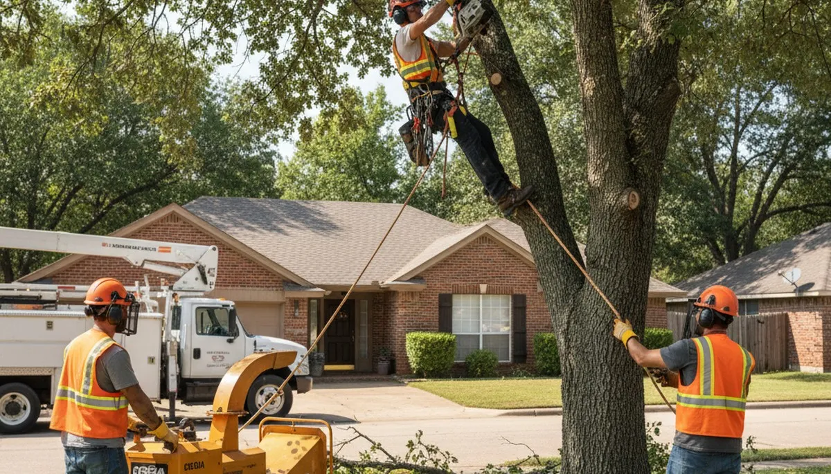 Tree service crew in Shawnee, OK trimming and removing trees for safe, professional property care