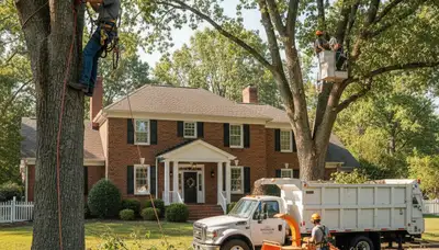 Tree service crew providing professional tree trimming and removal in Shawnee, OK