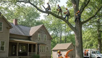 Tree service crew in Shawnee, OK performing professional tree removal and trimming