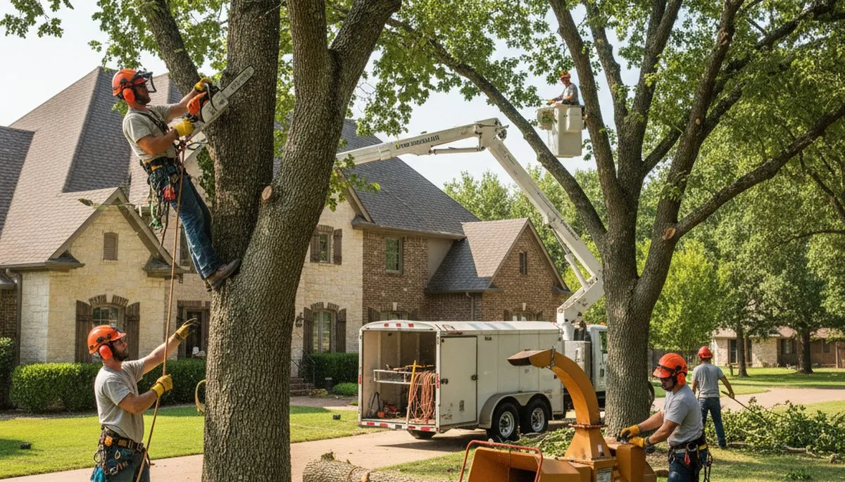 Tree service crew in Shawnee, OK providing professional tree trimming and removal services