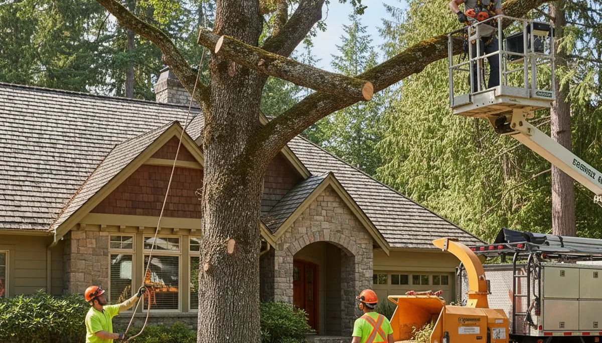 Tree service crew in Shawnee, OK handling professional tree trimming and removal safely